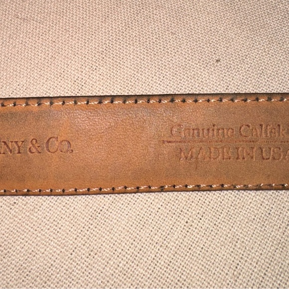 Tiffany & Co. Black and Tan Calfskin Leather Women's or Men’s Belt, Size 34 - Picture 3 of 9